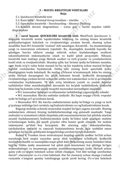 quickscore kreativlik testi — PDF