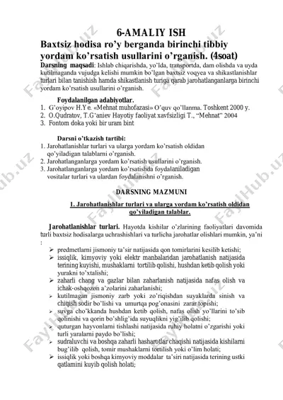 baxtsiz hodisa ko'rsatish usullari — PDF