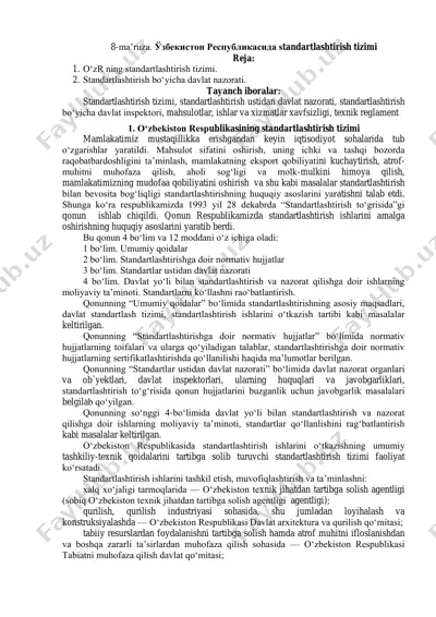 standartlashtirish tizimi — PDF