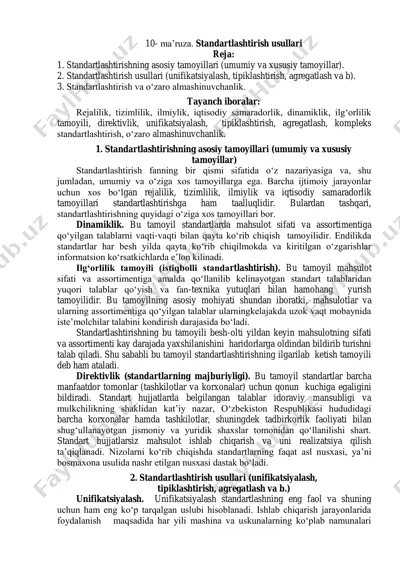 standartlashtirish usullari — PDF