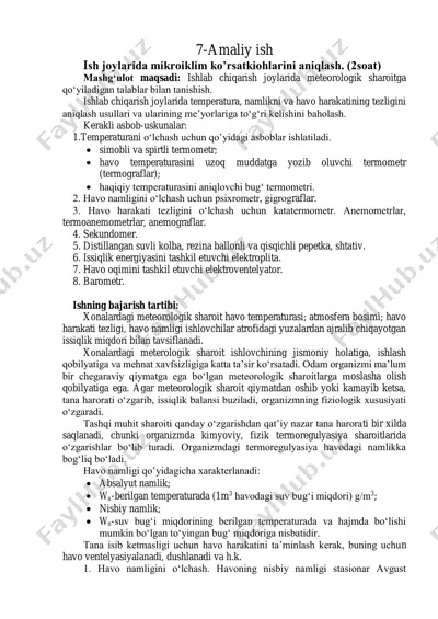 amaliy ish - meteorologik sharoitlar — PDF