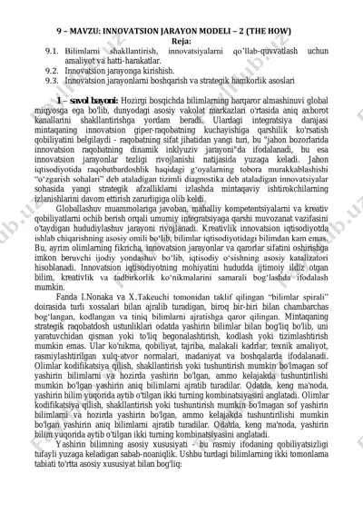innovatsion jarayon modelli - 2 (the how) — PDF