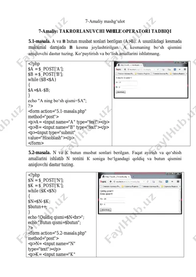 takrorlanuvchi while оperатоri tadbiqi — PDF