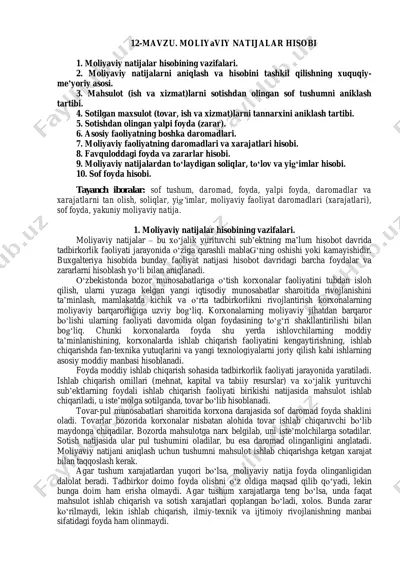 moliyaviy natijalar hisobi — PDF