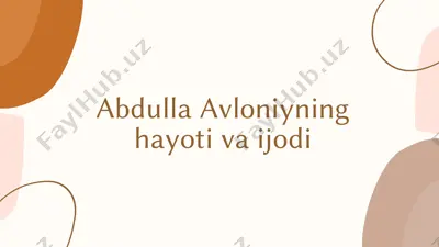 abdulla avloniyning hayoti va ijodi — PDF