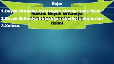 buyuk britaniya birlashgan qirolligi soliq tizimi — PPTX
