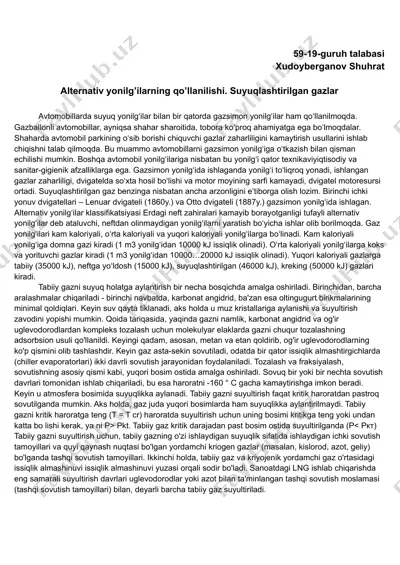 alternativ yonilg’ilarning qo’llanilishi. suyuqlashtirilgan gazlar — PDF