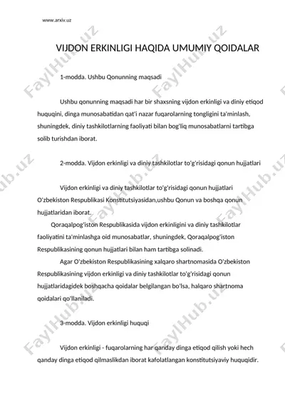 vijdon erkinligi haqida umumiy qoidalar — DOC