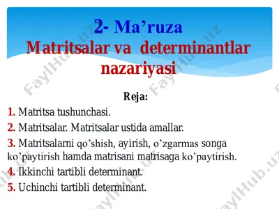 matritsa va determinantlar nazariyasi — PDF