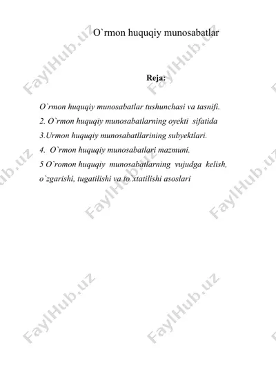 o`rmon huquqiy munosabatlar — DOC