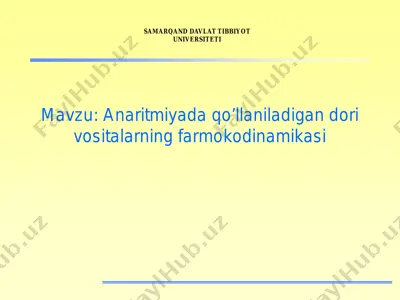 anaritmiyada qo’llaniladigan dori vositalarning farmokodinamikasi — PDF