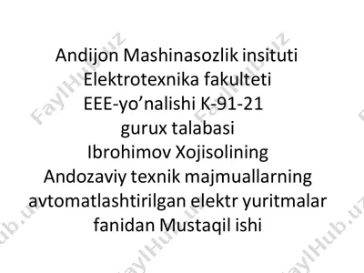 elektr yuritma ustida mustaqil ish — PDF