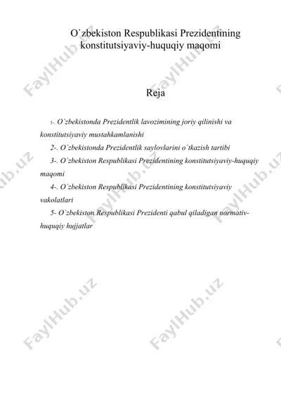 o`zbekiston respublikasi prezidentining konstitutsiyaviy-huquqiy maqomi — DOC