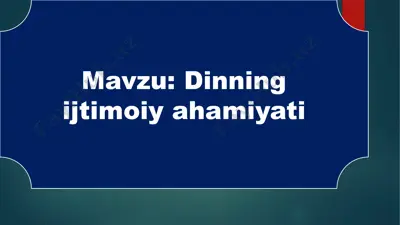 dinning ijtimoiy ahamiyati — PPTX