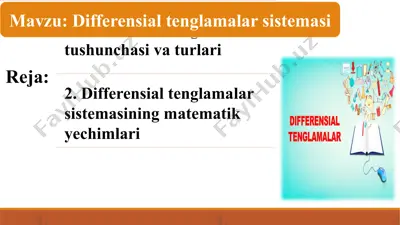 differensial tenglamalar sistemasi — PPTX