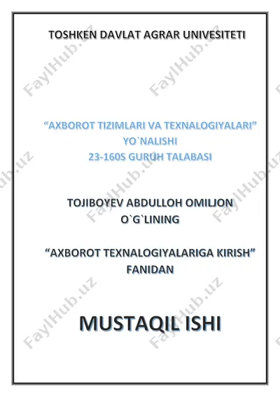 axborot tizimlari va texnalogiyalari — PDF
