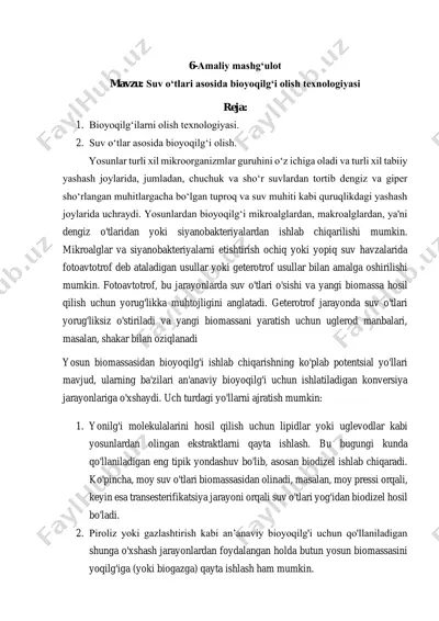 bioyoqilg‘i olish texnologiyasi — PDF