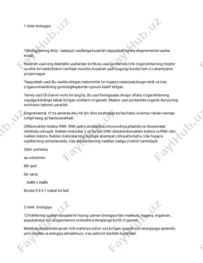 biologiya bilet — PDF