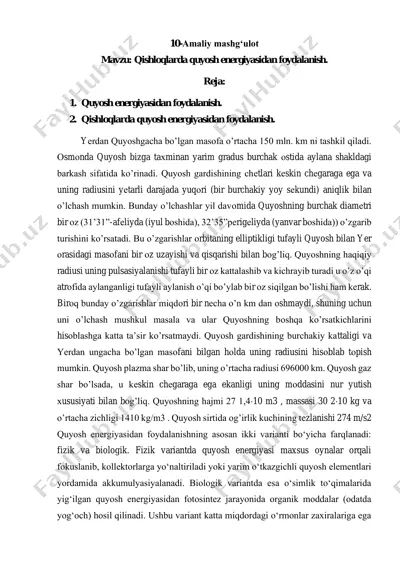 qishloqlarda quyosh energiyasidan foydalanish — PDF