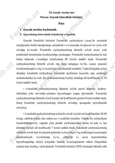 quyosh fotovoltaik tizimlari — PDF