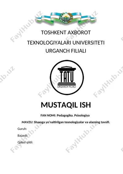 shaxsga yo’naltirilgan ta’lim nazariyasi va uning mazmuni — DOCX