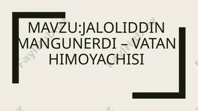 jaloliddin manguberdi - vatan himoyachisi — PPTX