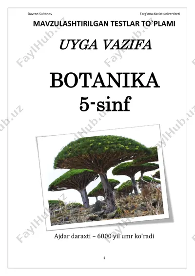 mavzulashtirilgan testlar to`plami: botanika — PDF