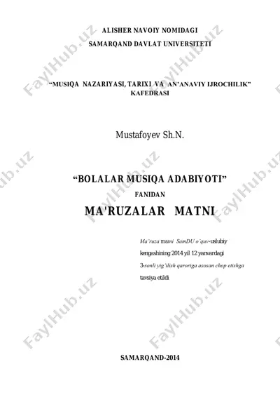 bolalar musiqa adabiyoti ma'ruzasi — PDF