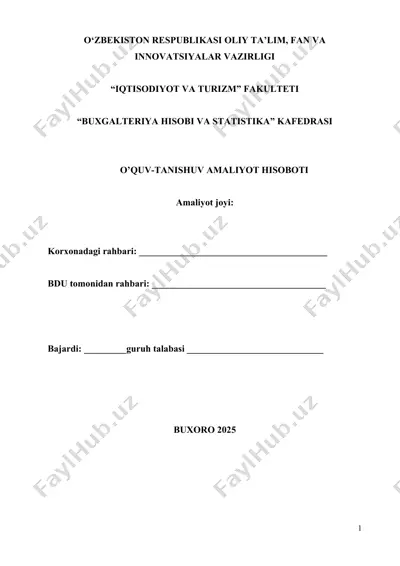 o‘quv-tanishuv amaliyot hisoboti — DOCX