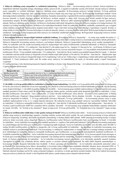 moliyaviy va boshqaruv hisobi sessiya javoblari — DOCX