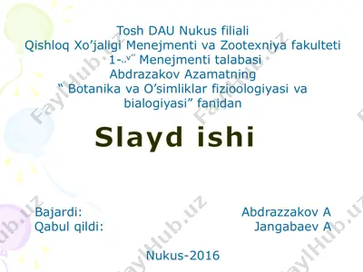 botanika va o'simliklar fizioologiyasi va biologiyasi — PDF