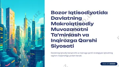 davlatning bozor iqtisodiyotida muvozanat va inqirozga qarshi siyosati — PDF