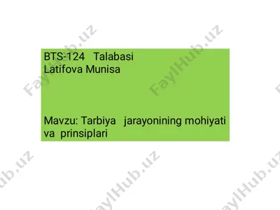 tarbiya qoidalari va ularning mohiyati — PDF