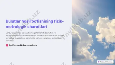 bulutlar hosil bo'lishining fizik-metrologik sharoitlari — PDF