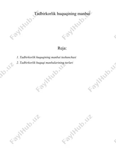 tadbirkorlik huquqining manbai — DOC