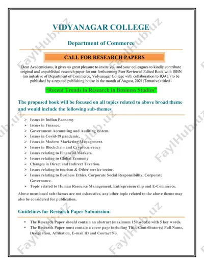 research paper submission on recent trends in business studies — PDF