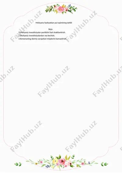 moliyaviy faoliyatdan pul oqimining tahlili — DOCX
