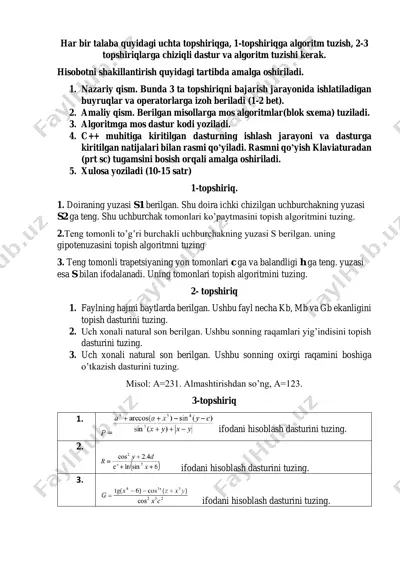 topshiriqlar algoritmlari (algoritmni tuzish ustozligi) — PDF