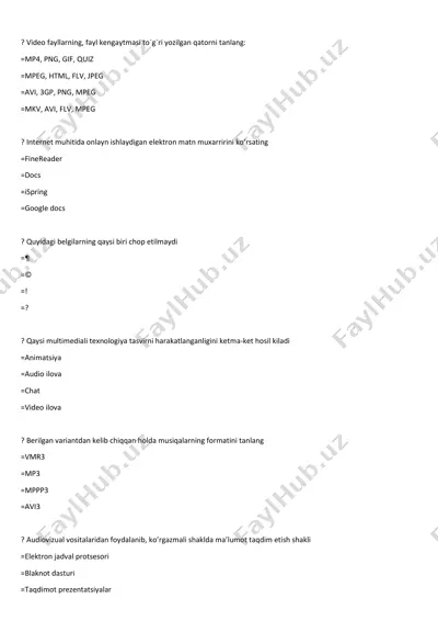 video fayllarning, fayl kengaytmasi — PDF