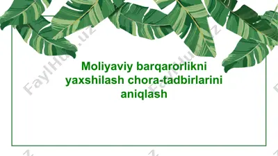 moliyaviy barqarorlikni yaxshilash chora-tadbirlarini aniqlash — PPTX
