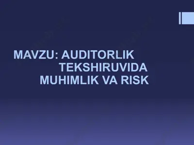 auditorlik tekshiruvida muhimlik va risk — PPTX