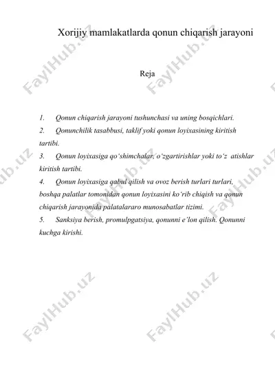 xorijiy mamlakatlarda qonun chiqarish jarayoni — DOC