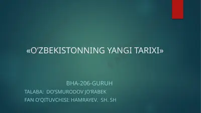 o’zbekistonning yangi tarixi — PPTX