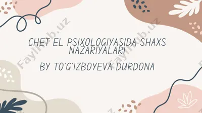 chet el psixologiyasida shaxs nazariyalari — PDF