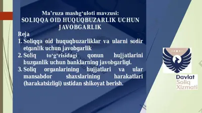 soliqqa oid huquqbuzarlik uchun javobgarlik — PDF