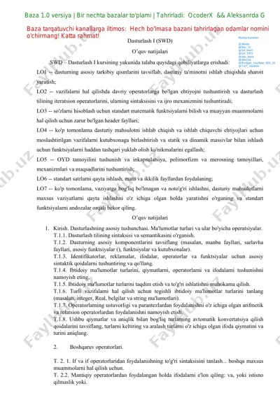 dasturlash i (swd) — PDF