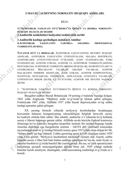 auditning normativ-huquqiy asoslari — DOCX