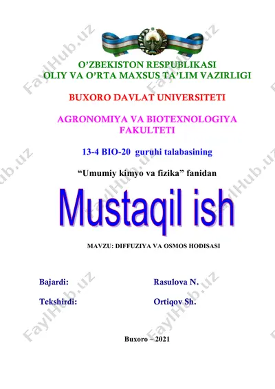 diffuziya va osmos hodisasi — PDF