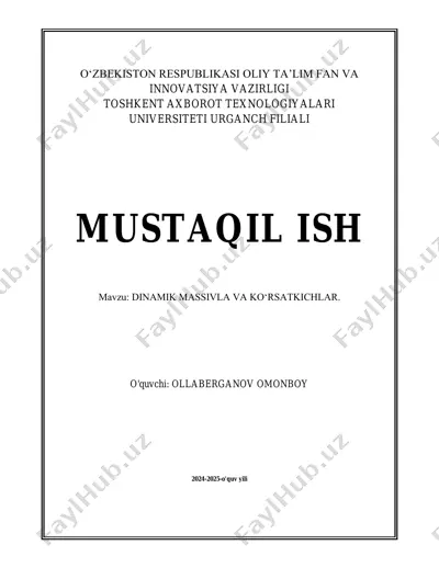 dinamik massivlar va ko'rsatkichlar — PDF