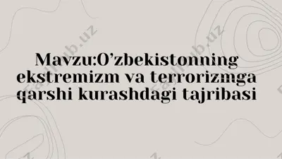 o’zbekistonning ekstremizm va terrorizmga qarshi kurashdagi tajribasi — PDF